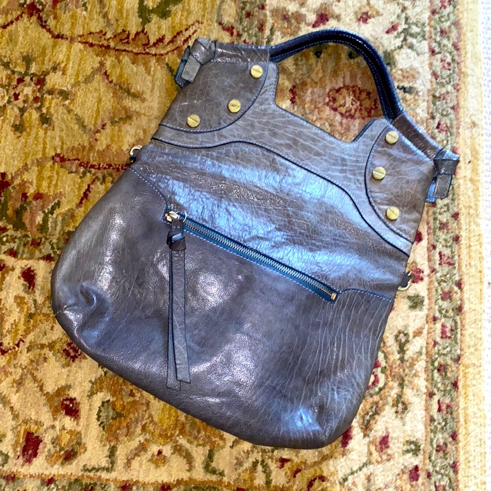 Foley+Corinna cross body teal bag with brass hardware